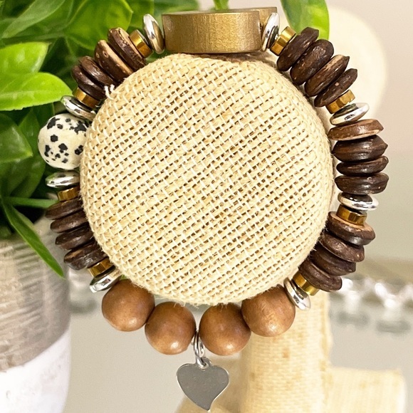 🪵✨♥️Boho style Bracelet ✨hematite stone ✨matte Dalmatian - Picture 3 of 8